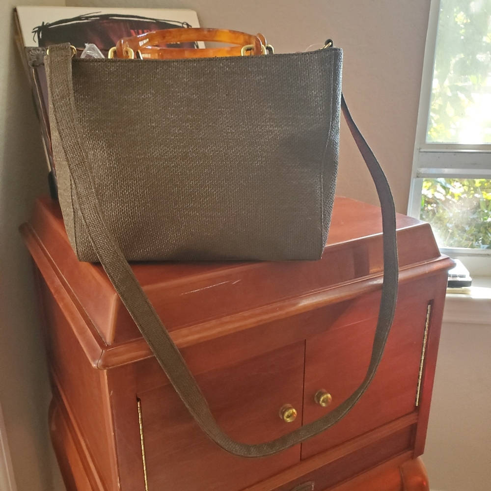 STYLISH PRESTON & YORK TORTOISE SHELL HANDLE PURSE